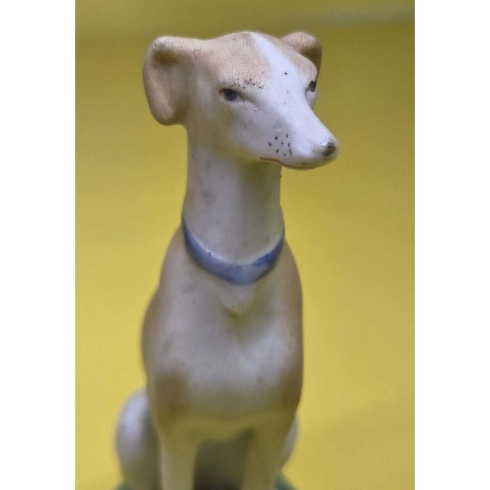 Antique Staffordshire Bisque Porcelain Dog Figurine Whippet Greyhound 5" Pottery - Picture 9 of 16